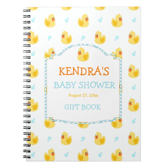 Rubber Duck Ducky Gender Neutral Baby Shower Notebook (Front)