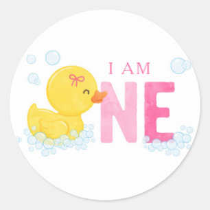 Rubber Duck First Birthday Classic Round Sticker