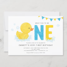 Rubber Duck First birthday Party Blue Yellow