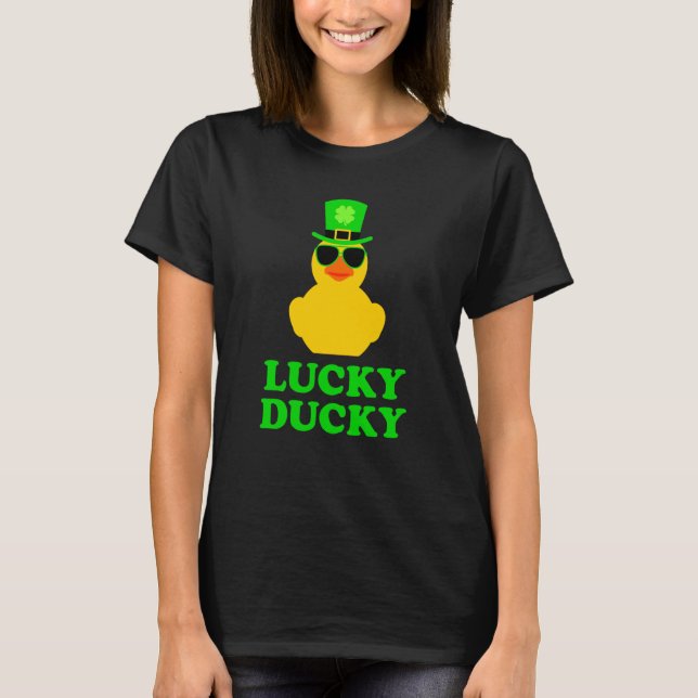 Rubber Duck Four Leaf C Hat Sunglasses St Patrick' T-Shirt (Front)
