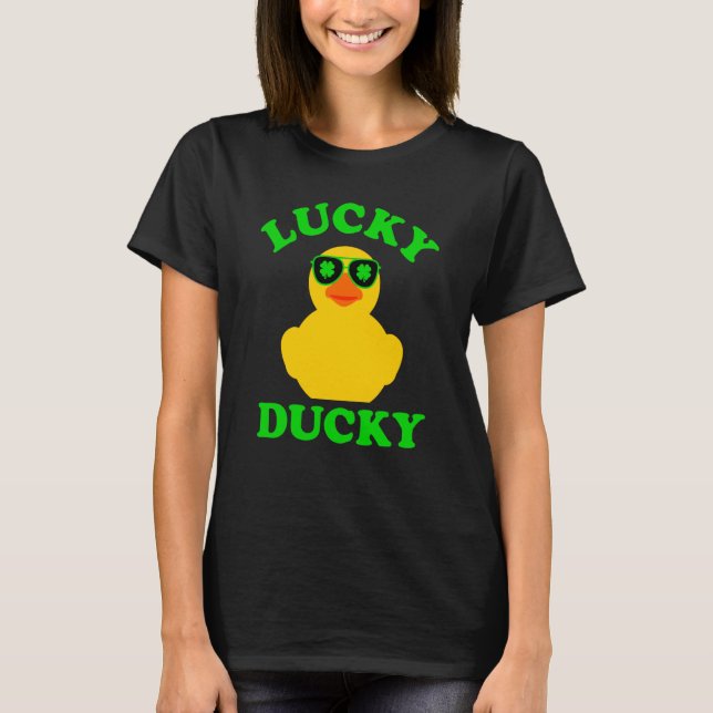 Rubber Duck Four Leaf C Sunglasses St Patrick's Da T-Shirt (Front)