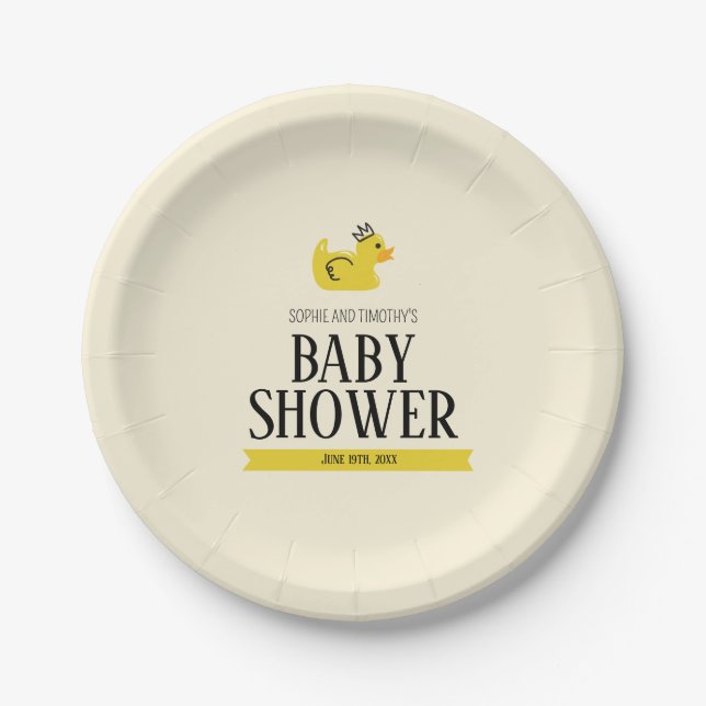 Rubber Duck Gender Neutral Couples Baby Shower Paper Plate (Front)