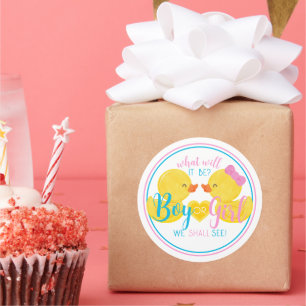 Rubber Duck Gender Neutral or Reveal Party Classic Round Sticker