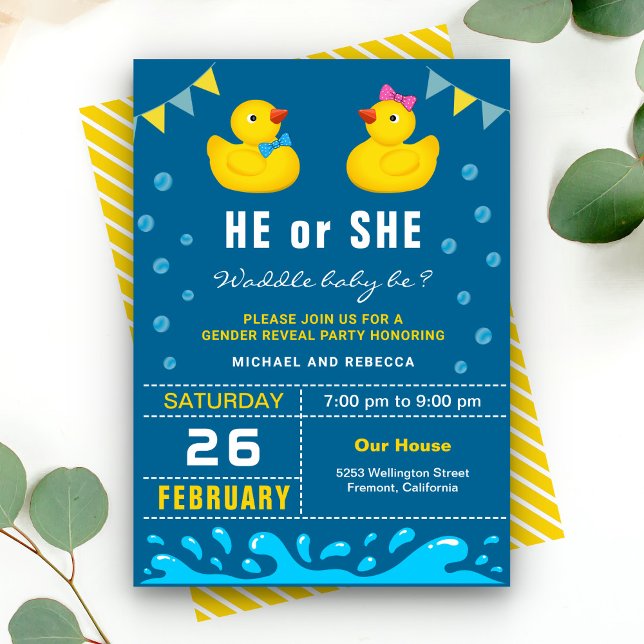 Rubber Duck Gender Reveal Party Invitation (Creator Uploaded)