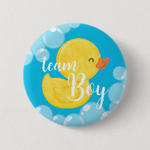 Rubber Duck Gender Reveal Team Boy Button