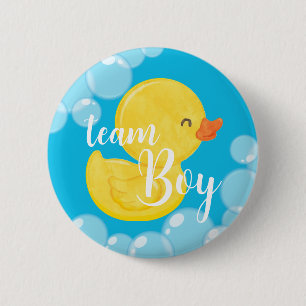 Rubber Duck Gender Reveal Team Boy Button