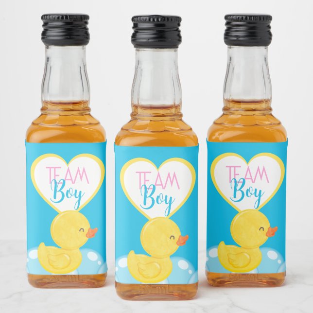 Rubber Duck Gender Reveal Team Boy Favour Liquor Bottle Label (Bottles)