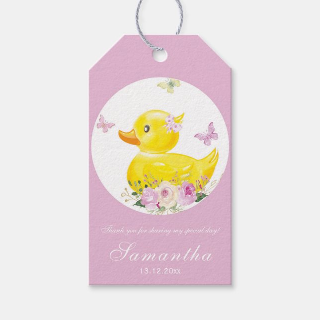 RUBBER DUCK GIRL Favour Tags (Front)