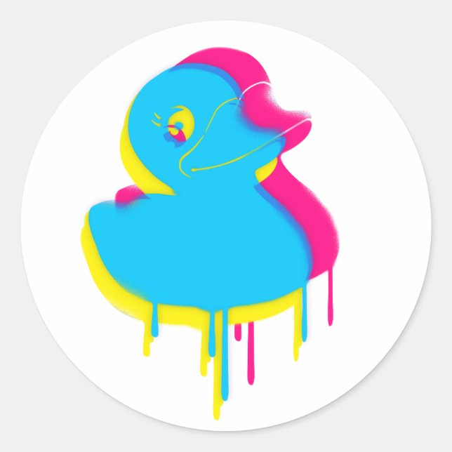 Rubber Duck Graffiti Pop Art Rubber Ducky Classic Round Sticker (Front)