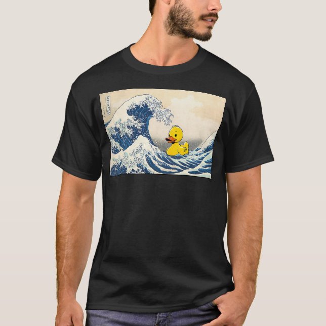 Rubber Duck Great Wave Cute Ducky Duckie Men Women T-Shirt (Front)