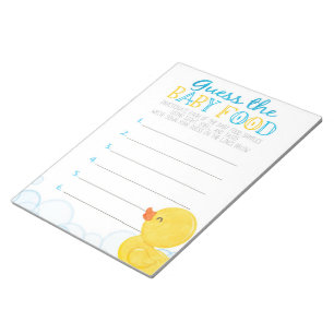 Rubber Duck Guess The Baby Food Game Answer Pack Notepad