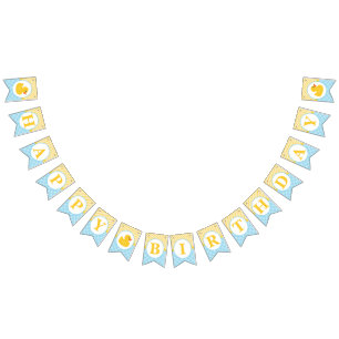 Rubber Duck Happy Birthday Bunting – Blue & Yellow