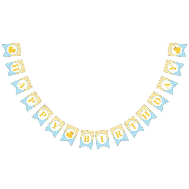 Rubber Duck Happy Birthday Bunting – Blue & Yellow (All)