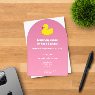 rubber  duck in pink  - birthday party acrylic invitations