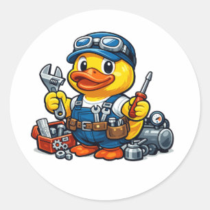 Rubber Duck Mechanic Classic Round Sticker