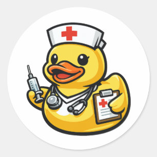 Rubber Duck Nurse Classic Round Sticker