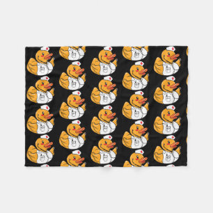 Rubber Duck Nurse Duck On Duty Medical Rubber Fleece Blanket