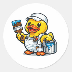 Rubber Duck Painter Classic Round Sticker