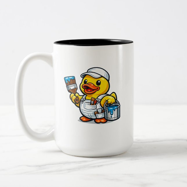 Rubber Duck Painter Two-Tone Coffee Mug (Left)