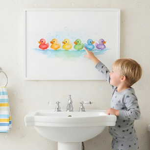 Rubber Duck Parade Kids Bathroom Wall Art