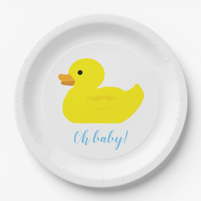 Rubber Duck Party Baby Shower BABY Paper Plate (Front)