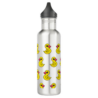 Rubber Duck Pattern Blue Print Water Bottle