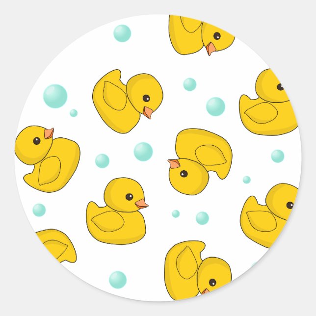 Rubber Duck Pattern Classic Round Sticker (Front)