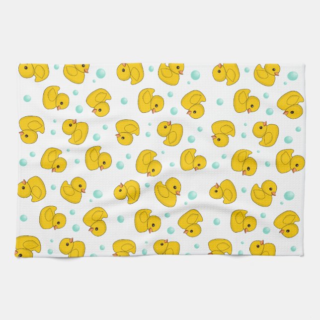 Rubber Duck Pattern Tea Towel (Horizontal)