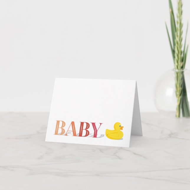 Rubber Duck Peach Pink Baby Thank You Card (Front)