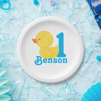 Rubber Duck Personalised Birthday Paper Plates
