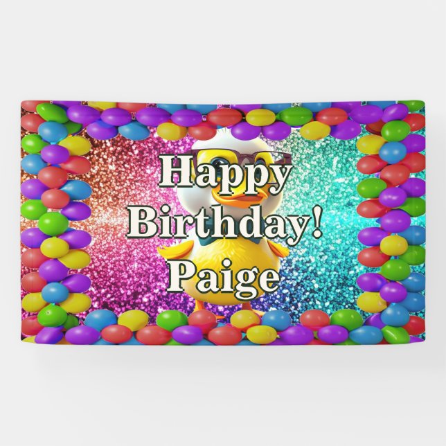 Rubber Duck Personalised character birthday banner (Horizontal)