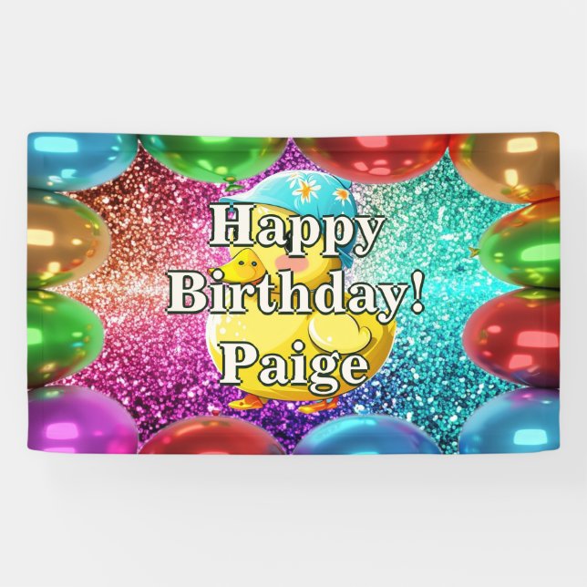 Rubber Duck Personalised character birthday banner (Horizontal)