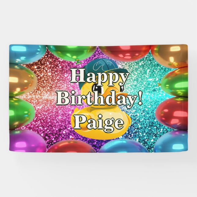 Rubber Duck Personalised character birthday banner (Horizontal)