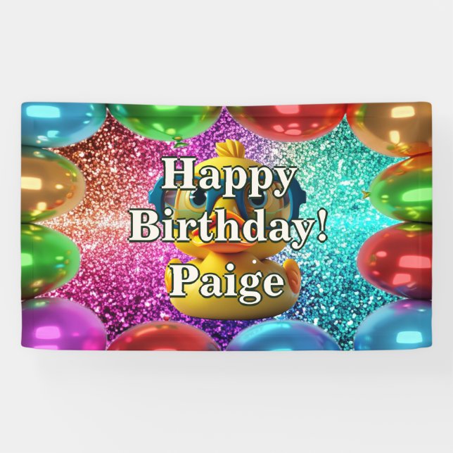 Rubber Duck Personalised character birthday banner (Horizontal)