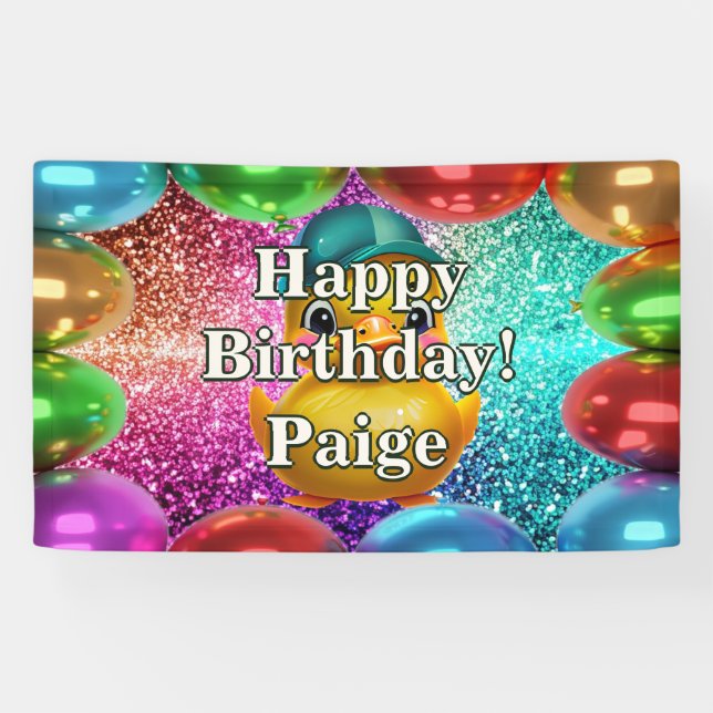 Rubber Duck Personalised character birthday banner (Horizontal)