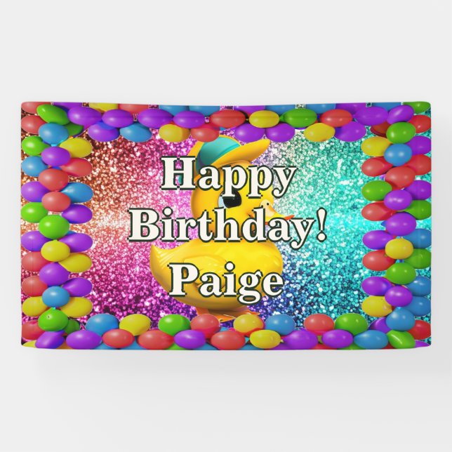 Rubber Duck Personalised character birthday banner (Horizontal)