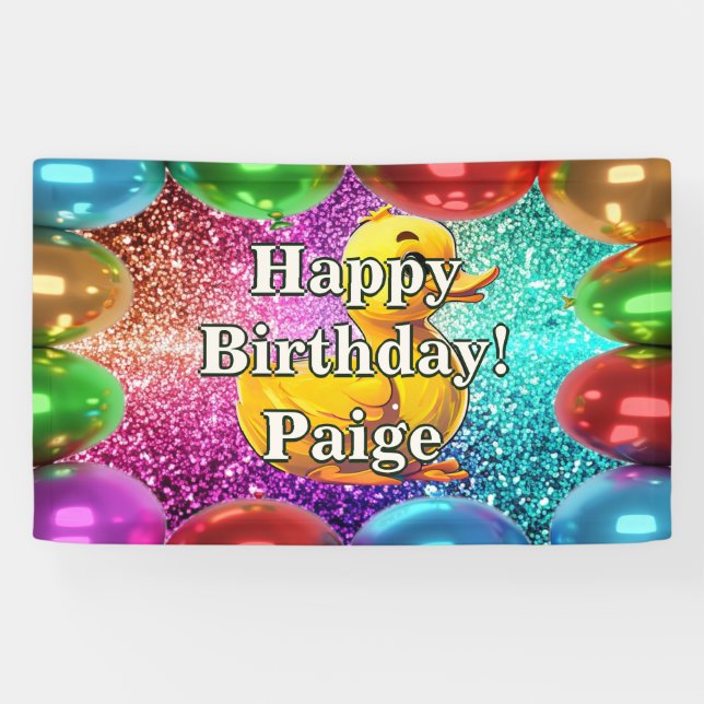 Rubber Duck Personalised character birthday banner (Horizontal)