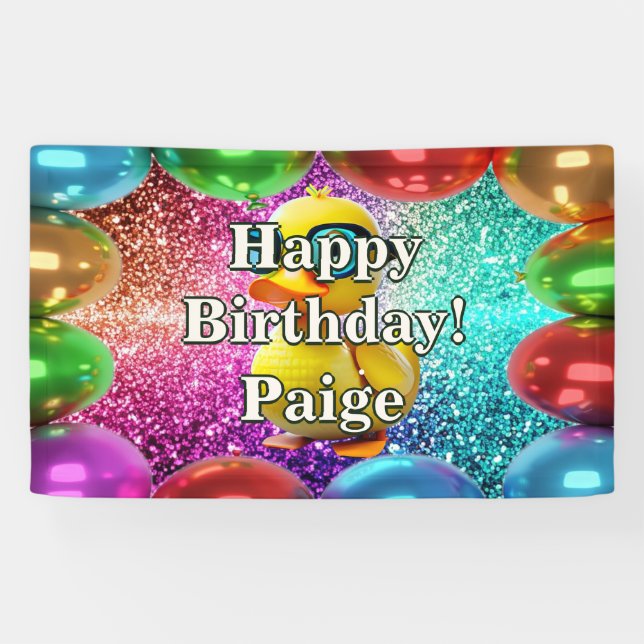 Rubber Duck Personalised character birthday banner (Horizontal)