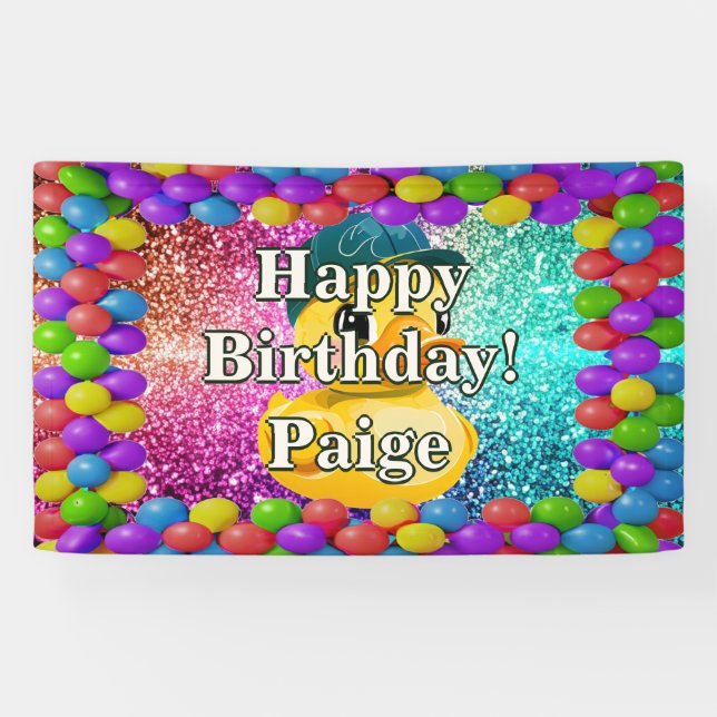 Rubber Duck Personalised character birthday banner (Horizontal)