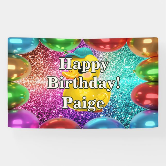 Rubber Duck Personalised character birthday banner (Horizontal)