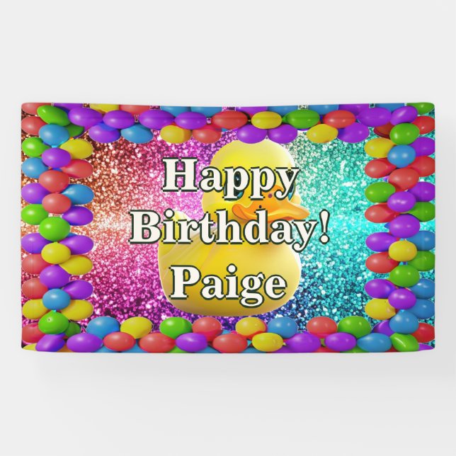 Rubber Duck Personalised character birthday banner (Horizontal)