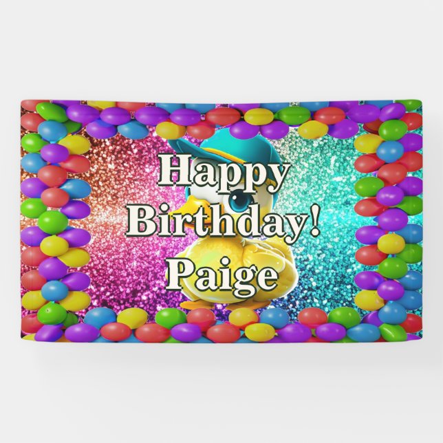 Rubber Duck Personalised character birthday banner (Horizontal)