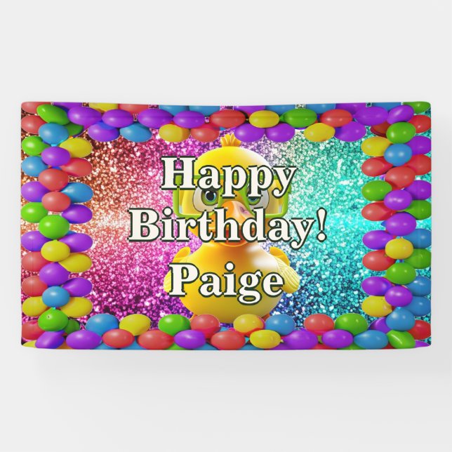 Rubber Duck Personalised character birthday banner (Horizontal)