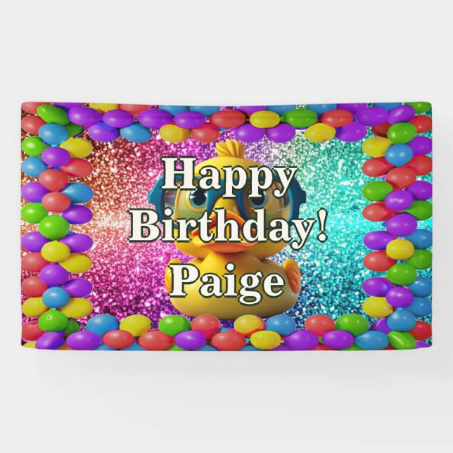 Rubber Duck Personalised character birthday banner (Horizontal)