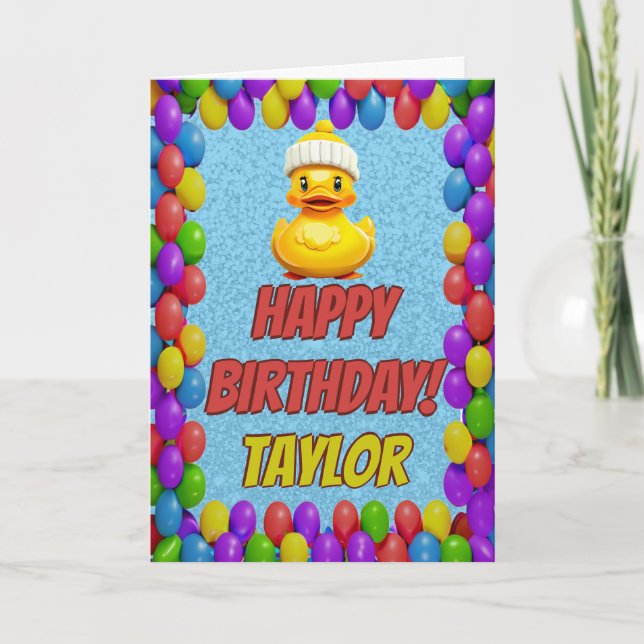 Rubber Duck Personalised Fun Greeting Birthday Card (Front)