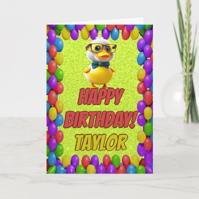 Rubber Duck Personalised Fun Greeting Birthday Card (Front)