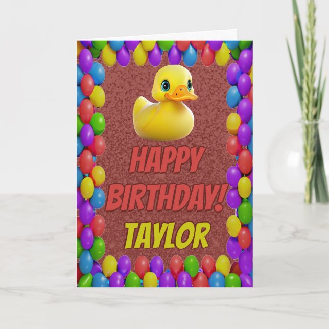 Rubber Duck Personalised Fun Greeting Birthday Card (Front)