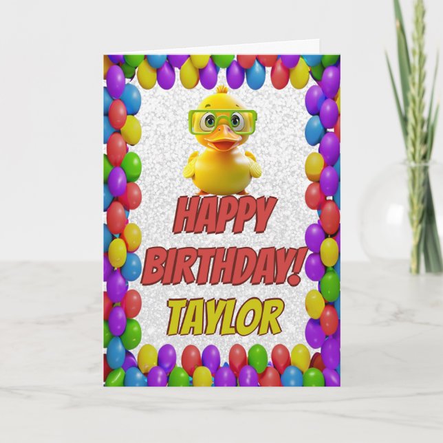 Rubber Duck Personalised Fun Greeting Birthday Card (Front)