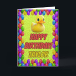 Rubber Duck Personalised Fun Greeting Birthday Card<br><div class="desc">🎈🦆 "Quack-Tastic Birthday Splash!" 🎂🌟 Make a big splash on someone's special day with our rubber duck cartoon birthday card! 🎉🐤 🌈 This cheerful card is like a burst of sunshine on a rainy day, radiating happiness with its adorable rubber duck design. 🎂 Inside, you'll find a blank canvas to...</div>