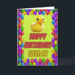Rubber Duck Personalised Fun Greeting Birthday Card<br><div class="desc">🎈🦆 "Quack-Tastic Birthday Splash!" 🎂🌟 Make a big splash on someone's special day with our rubber duck cartoon birthday card! 🎉🐤 🌈 This cheerful card is like a burst of sunshine on a rainy day, radiating happiness with its adorable rubber duck design. 🎂 Inside, you'll find a blank canvas to...</div>